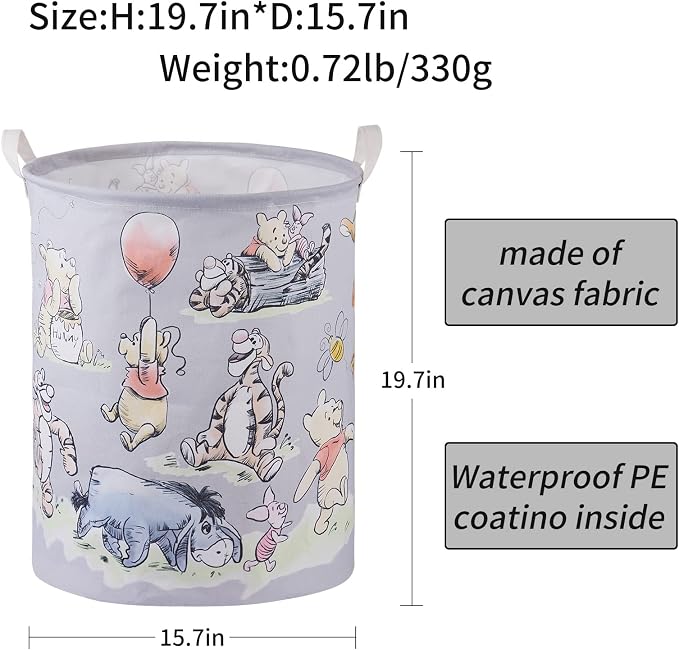 Bear Storage Basket, Nursery Large Hamper Canvas Laundry Basket Foldable With Waterproof Pe Coating,For Kids Boys And Girls, Bathroom, Bedroom, Clothes,Toy Bin