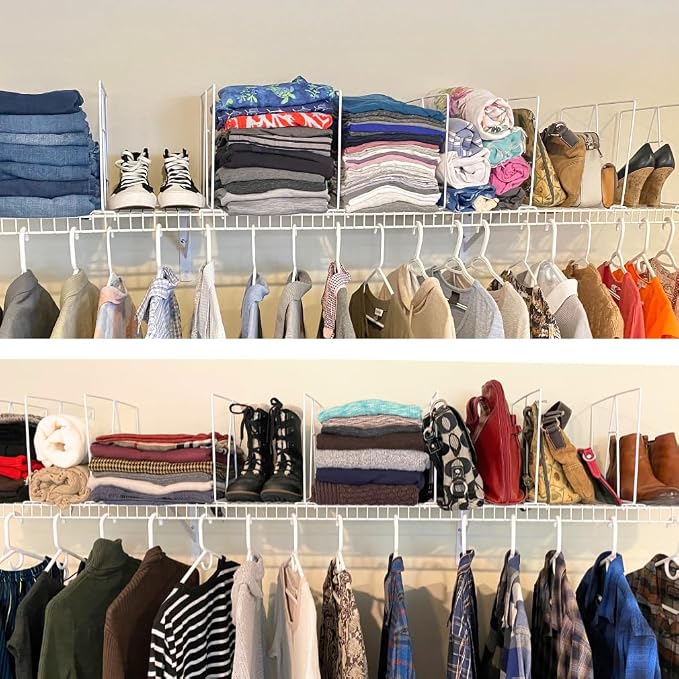Evelots Wire Shelf Dividers - 10 Pack - Closet Storage & Organization for Office/Pantry/Garage - Tall Shelf Separator - Easy Clip - No Tool - Solid Coated Steel