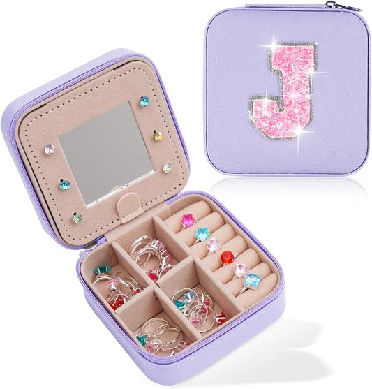 Uygafly Gifts for Teen Girl Trendy Stuff,Birthday Gift for 5 6 7 8 9 10 11 12 13 14 15 Year Old Girls,Cute Travel Jewelry Case Small Box | Lavender,J