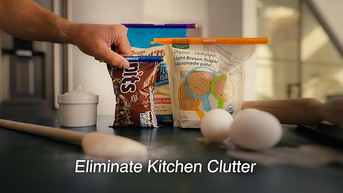 GripStic 12 Pack Assorted Food Bag Sealers Reusable Chip Clips Bag Clips | Seal Bags Airtight to Keep Food Fresh