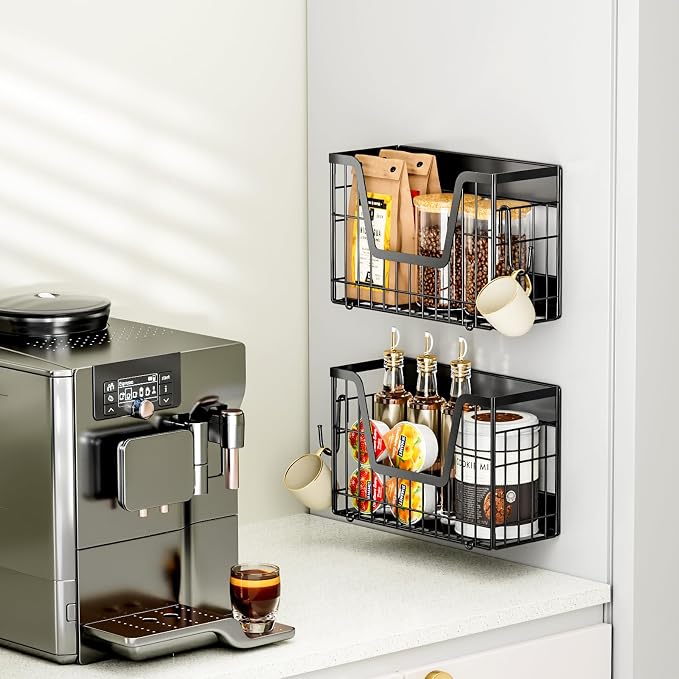 Magnetic Shelf for Fridge, Fruit Potato and Onion Storage Bins, Magnetic Spice Rack Shelves for Side of Refrigerator, Fruit Basket Magnetic Fridge Shelf Kitchen Pantry Organizer Storage