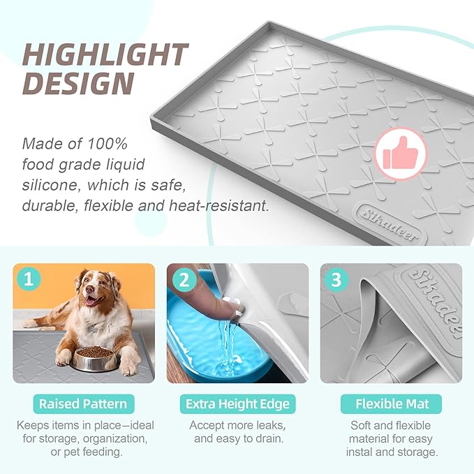 SIKADEER 37" x 22" Under Sink Mat Waterproof, Silicone Mat Kitchen Drawer Shelf and Cabinet Liner, Sink Protector for Kitchen Organizers and Storage, Boot Tray Pet Food Mats
