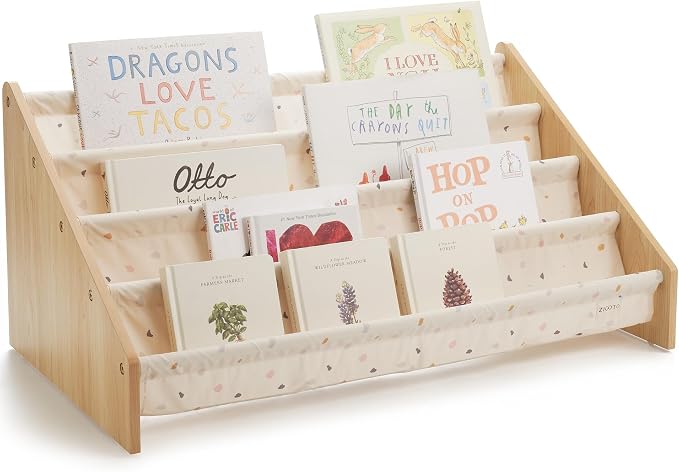 ZICOTO Decorative Wooden Bookshelf for Kids Rooms - Keeps Plenty of Books Neatly Organized & Within Reach for Toddlers - Easy Install Montessori Book Shelf for Baby's Bedroom or Playroom Decor