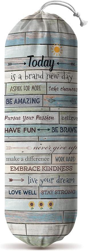 Hglian Inspirational Grocery Bag Storage Today Is A New Day Quotes Plastic Bag Holder Organizer for Kitchen Decor