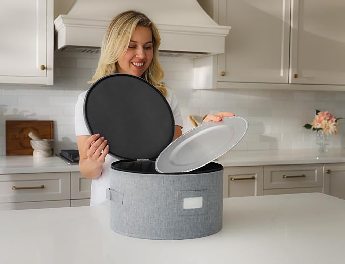 Stack Store Plus More 5PC China Storage Cases for Dinnerware - 13"-12"-10"-8.5" and 7" wide - 60 Plate Separators Included