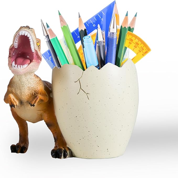 Dinosaur Pen Holder & Pencil Holder for Desk, T-Rex Desk Accessories Jurassic Park Office School Supplies, Dino Toothbrush Holder, Idea Gifts for Adults Kids Women Men
