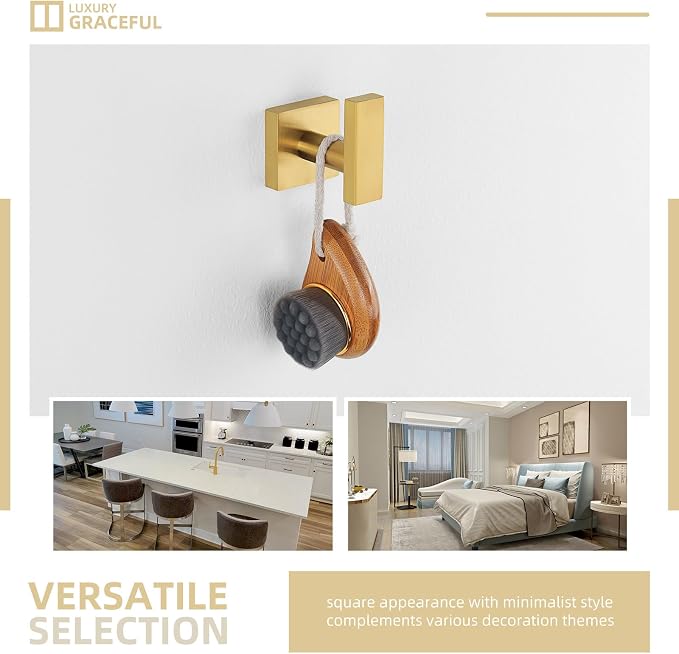 Angle Simple Towel Hook for Bathroom, SUS304 Stainless Steel Robe Coat Hook for Wall, Hand Towel Holder, Brushed Dark Gold