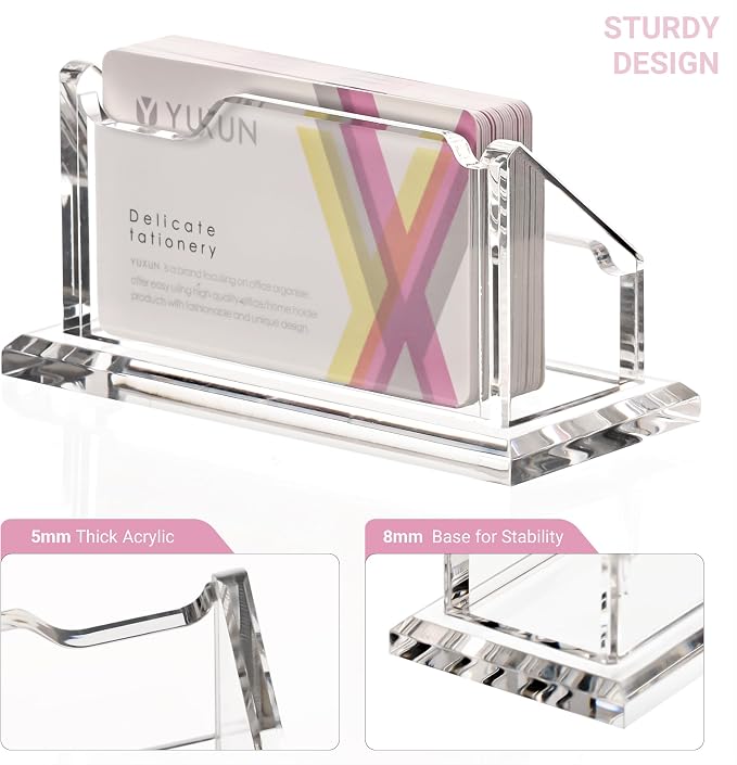 HEZONG Business Card Holder, Clear Acrylic Business Card Display Stand for Desk -1 Slot Horizontal Placement 1 Pack (1 slot-H)