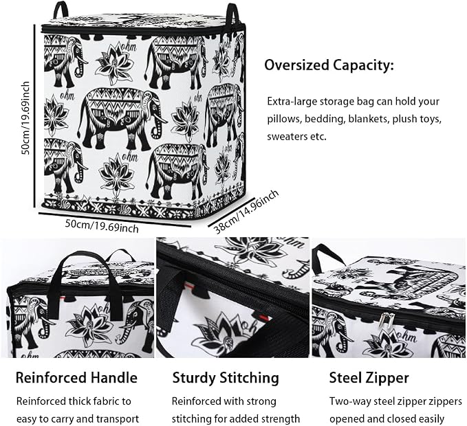 2pcs blanket storage bag for under bed,closet organizers 95L | clothing sweater sheet bedding comforter duvet quilt pillow toy storage bags with lids,dorm room essentials for containers