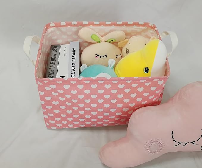 MAIZMZ Girls Storage Basket Pink Valentine's Day Gifts Basket Waterproof Organizer Nursery Bins Toy Box for Organizing Home/Dorm/Kitchen/Pet/Office/Closet/Shelf/Room Decor
