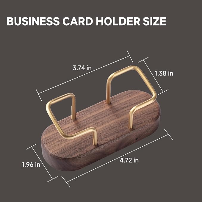 muso wood Business Card Holder for Desk, Wooden Creative Business Card Display for Desk, Wood Business Card Stand for Office, Tabletop (Walnut 2pack)