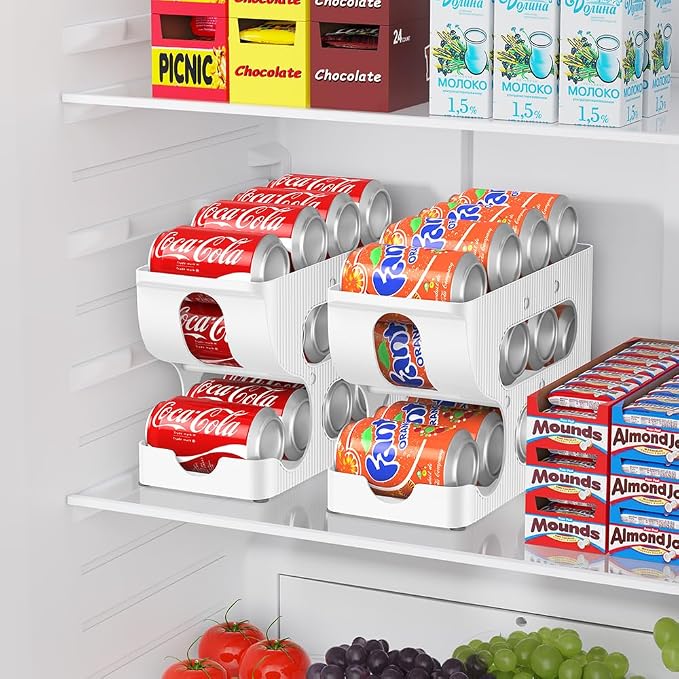 Sotfamily FIFO Soda Can Organizer for Pantry or Fridge, Holds 12 Cans | 1-Pack Automatic Rolling Drink Organizer for Fridge, Space-Saving Pop Can Dispenser/Holder/Storage/Container for Refrigerator