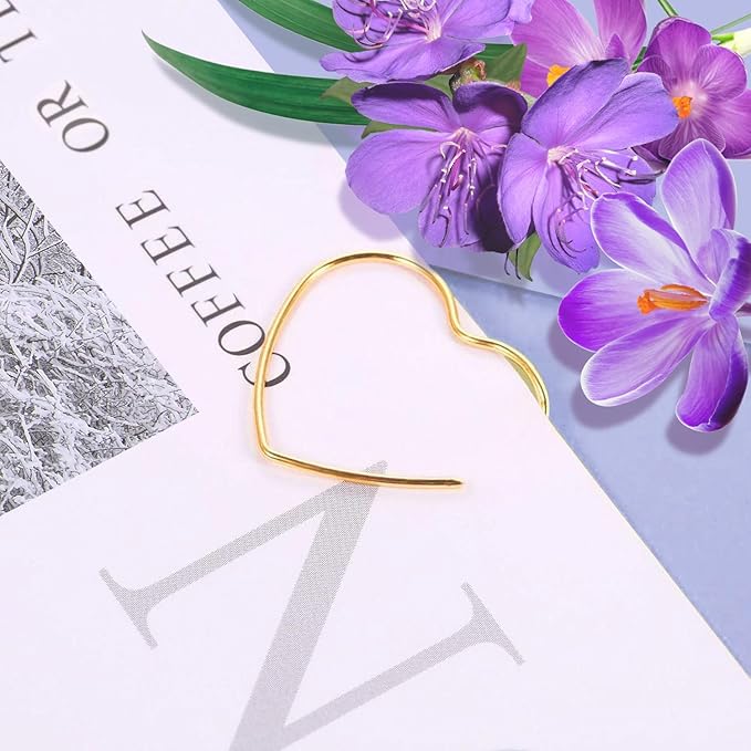 Adullpony Cute Metal Heart Paper Clips: Love Shape Gold Binder Paperclips Mini Bookmark 100Pcs Document Note Sorting Organizer for Wedding Decorative Office Supplies