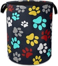 Colourful Paw Prints Laundry Basket Collapsible Laundry Hamper with Handle, Oxford Clothes Storage Bin for Bathroom Bedroom Room Decor 16" X 20.8"