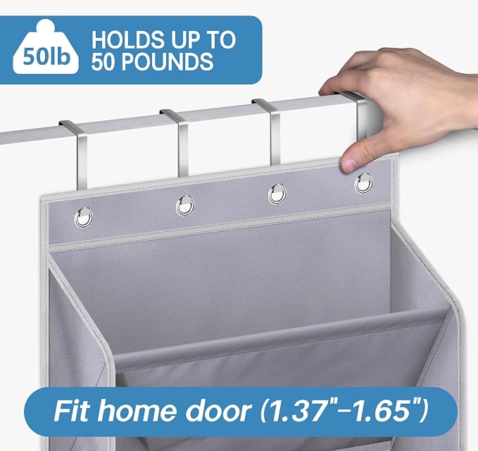 KEETDY Over the Door Shoe Organizer Fit 20 Pairs Sneakers Large Hanging Shoe Rack for Closet Door, Deep Shoe Storage Holder for Boots, Heels, Grey