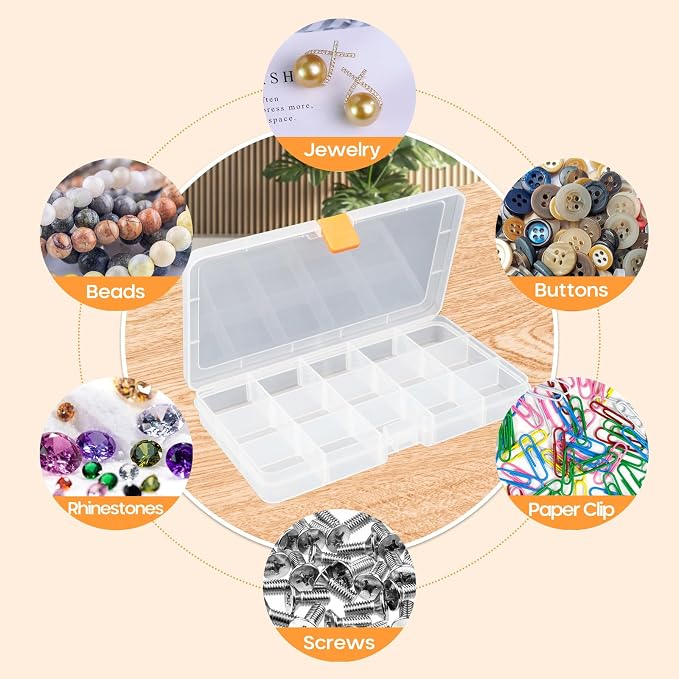Moon Magpie 8PACK Extra Thick Bead Organizers, Mini Clear Plastic Storage Box Craft Containers for Nail jewelry rhinestones DIY Supply Case