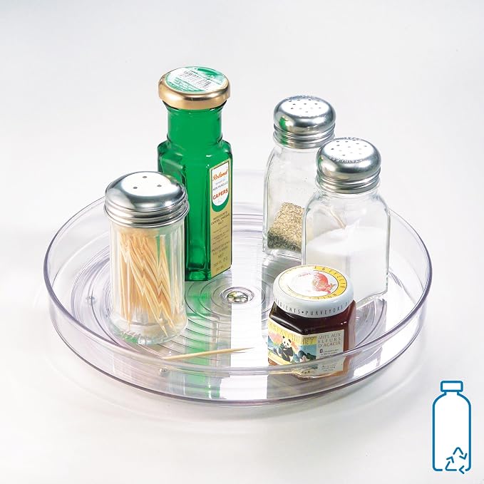iDesign 9-Inch Lazy Susan Organizer | Small Turntable, For Cabinet or Pantry, Clear