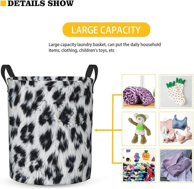 Leopard Gray Laundry Basket,Laundry Hamper,Collapsible Storage Bin, Oxford Fabric Clothes Baskets,Nursery Hamper For Home,Office,Dorm,Gift Basket
