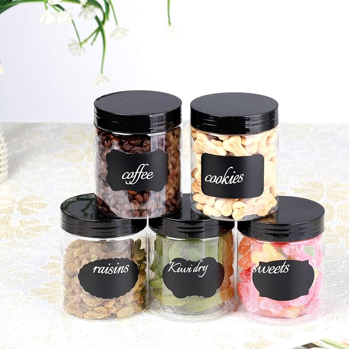 Dabacc 8 OZ Plastic Jars with Lids, 24 Pack Clear Plastic Slime Containers for Kitchen and Household Food Storage of Dry Goods, Creams and More, BPA Free