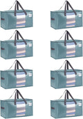 VENO 8 Pack Heavy Duty Moving Bags, Clothes and Comforter Storage Bags with Clear Window, College Dorm Essentials Packing Supplies, Foldable Boxes Alternative (Shiny Light Blue, 8 Pack)