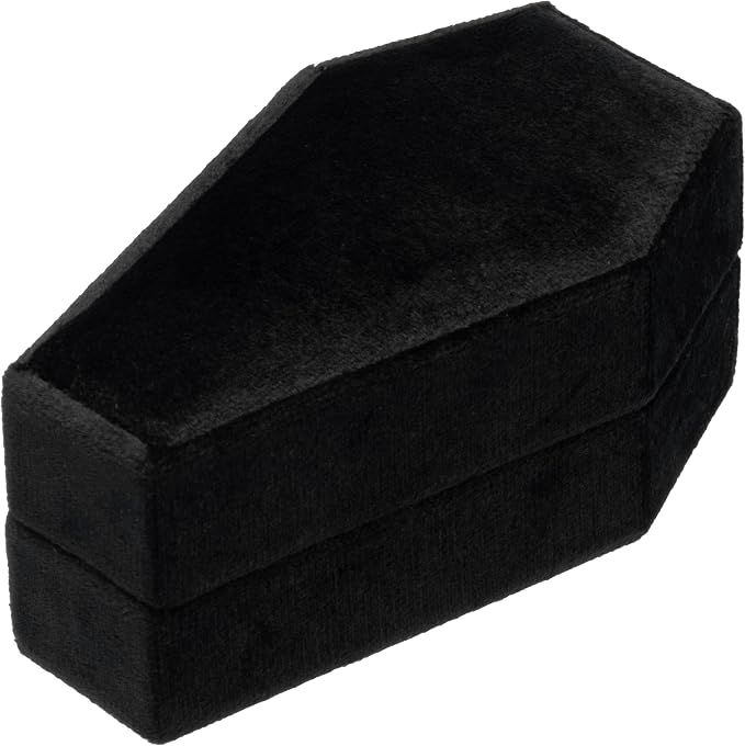 Velvet Coffin Ring Box Case Holder for Gothic Wedding Ceremony Jewelry Organizer Decorations (Black)