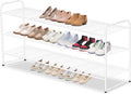 AOODA Long 3 Tier Metal Shoe Rack for Closet Wide Stackable Shoe Storage Organizer for Entryway, Bedroom, Floor, 24-Pairs Men Sneakers Boot Shelf with Wire Grid, White