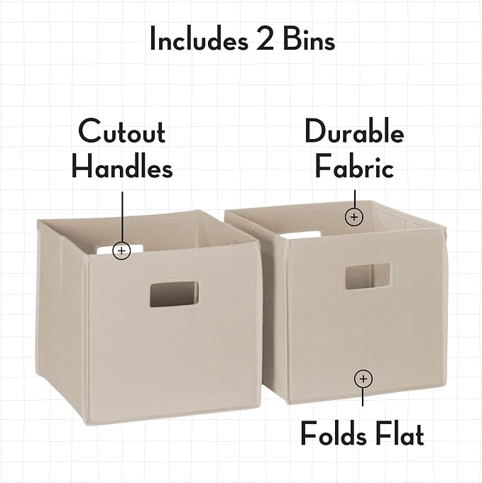 RiverRidge Folding Storage Bins with Handles Taupe Cube Storage Organizer for Closet, Bedroom & Playroom - Closet Organizers and Storage Set of 2