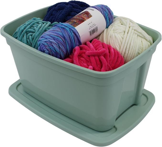 Edge Plastics Classic Storage Tote, durable storage in for home or garage with secure snap lid designed for stacking (6, Light Green, 5 Gallon)