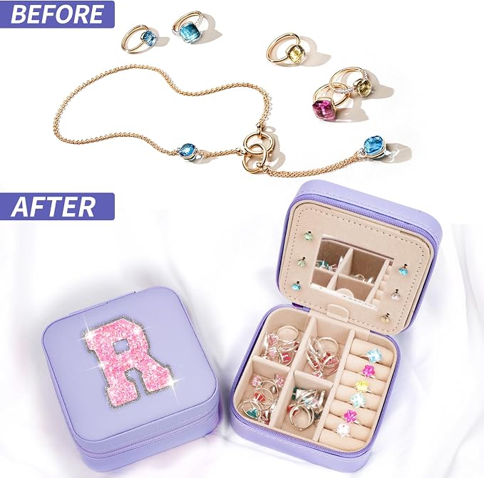 Uygafly Gifts for Teen Girl Trendy Stuff,Birthday Gift for 5 6 7 8 9 10 11 12 13 14 15 Year Old Girls,Cute Travel Jewelry Case Small Box - Lavender,R