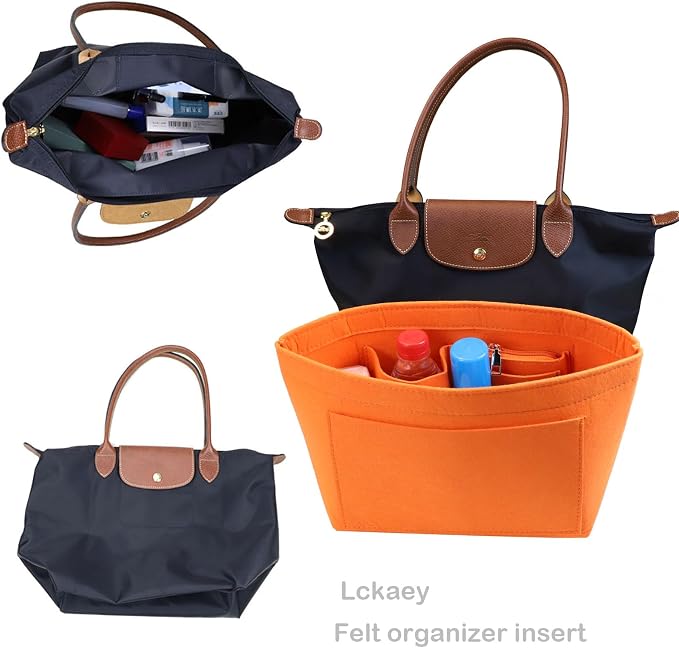 Lckaey Purse Organizer Insert for longchamps bags for women(Large) Handbags Organizer 1012orange-L