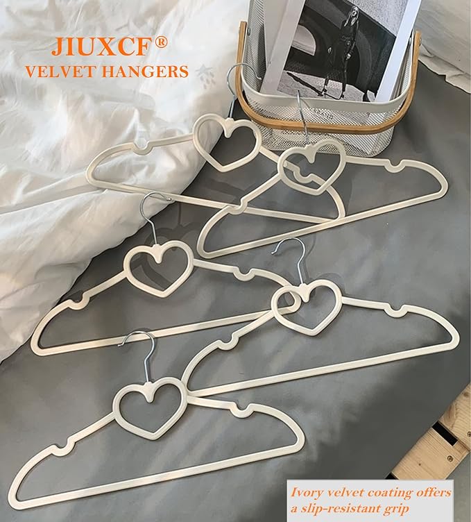 Velvet Hangers 20 Pack,16 Inch Non Slip Heart Hanger (Mix Color) | 360° Swivel Hooks, Cascade Design, Space Saving