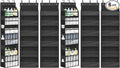 Over Door Organizer with 6 Extra Large Pockets 12 Side Pockets, Sturdy Closet Storage Rack, Hanging Storage Organizer with Clear Window for Shoes, Diaper, Bedroom, Bathroom, Black, 6-Pack
