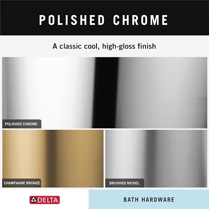 Delta Dryden (1-Pack) Towel Hooks Polished Chrome, Double, Wall Mounted for Robes 2-Prong Holder, Bathroom Accessories 75135-RB