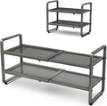 SNTD Shoe Rack - Expandable Shoe Organizer for Closet, Adjustable Metal Shoe Shelf Storage, Stackable Long Shoe Stand Holder for Garage, Entryway, Door Entrance (Grey, 2-Tier)