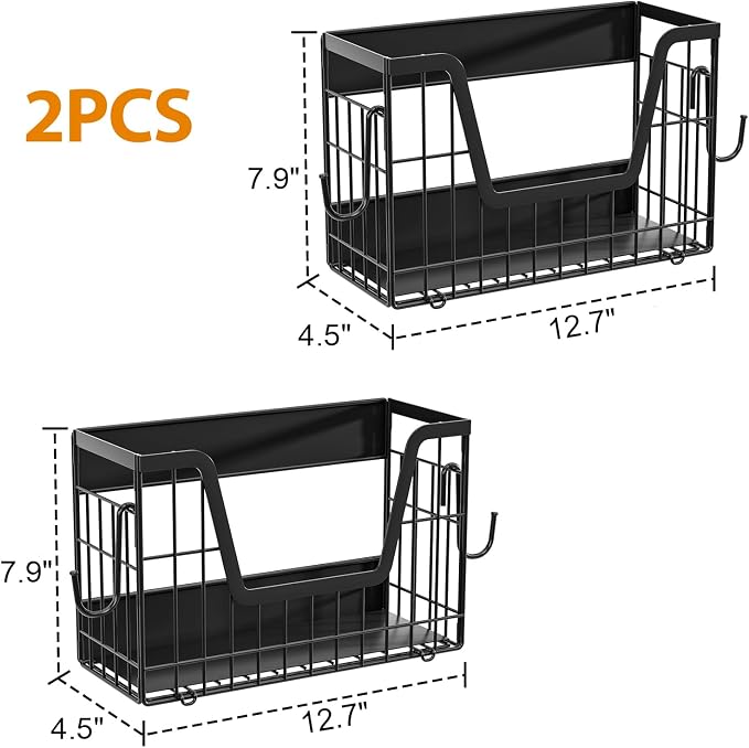 Magnetic Basket for Refrigerator Door,Magnetic Fridge Shelf Storage - 2pc | Versatile Produce & Vegetable Storage Container,Pantry Organizer & Holder,Large Capacity Basket for Kitchen,Cabinet,Pantry