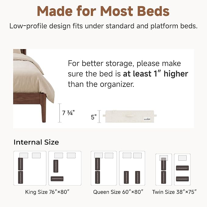 StorageWorks Under Bed Storage Containers - Underbed Storage with Handles and Label Holder, 2 Pack Ultra-thick Fabric Underbed Bins, Closet Organizer for Clothes, Blankets, Sweater