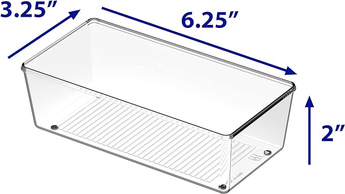 Simple Houseware Clear Drawer Organizer for Office Bin Desk Storage, 3.25"x 6.25", 6 Packs