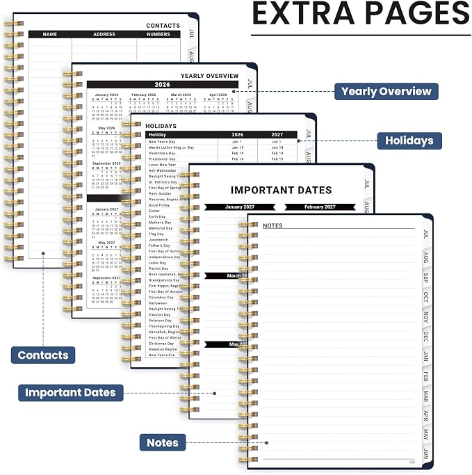 Planner 2026-2027, Hardcover Monthly and Weekly Academic Planner July 2026 - June 2027, Teacher and Student Calendar Agenda Book with Tabs, A4 (8.5" x 11"), Ideal for School and Office, Golden Butterfly
