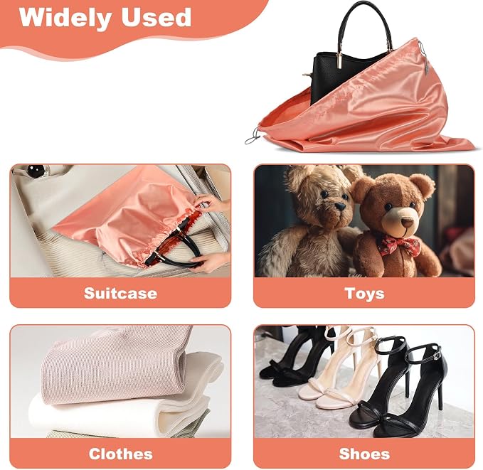 12 Pack 19.6 × 15.7 Inches Dust Bags for Handbags Travel Storage Purse with Drawstring Silk Dustproof Covers for Purses, Shoes, Boots (Champagne Gold)