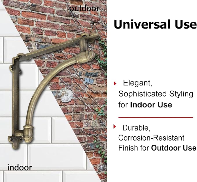 NACH Decorative Shelf Brackets, 2 Pack of 9.6 x 1.7 x 9.6 inch Gold Brackets - Cast Iron Shelf Brackets for Mounting - Industrial Style Decorative Brackets