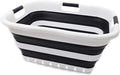 SAMMART 41L (10.8 gallon) Collapsible 3 Handled Plastic Laundry Basket - Foldable Pop Up Storage Container/Organizer - Portable Washing Tub - Space Saving Hamper/Basket (3 handled rectangular, Black)
