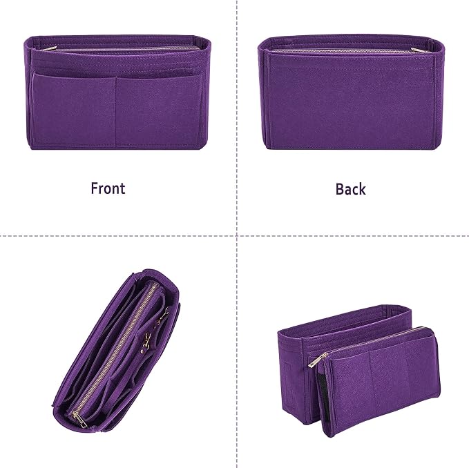 Vercord Felt Organizer Insert For Purse Handbag Tote Bag In Bag Inside Shaper Divider Neo Purple Slender Medium