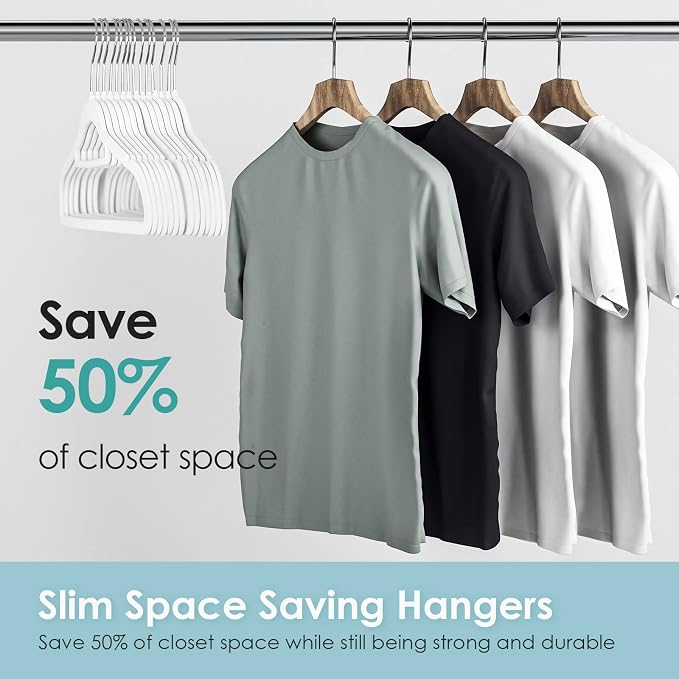 DUDUCOFU Velvet Hangers Non Slip Felt Hangers, 30 Pack White Velvet Clothes Hangers Space Saving Slim with 360 Degree Swivel Hook for Suits Coats, Jackets, Pants, and Dress Clothes