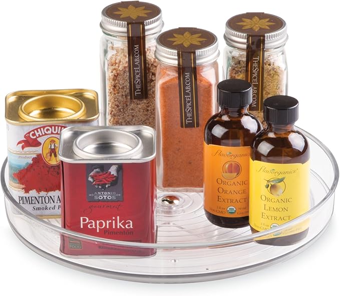 iDesign 9-Inch Lazy Susan Organizer | Small Turntable, For Cabinet or Pantry, Clear