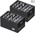 2 Pack Shoe Organizer for Closet Large Shoe Box Storage Containers with Clear Window Space Saving Shoe Bin with Foldable Bottom Support Adjustable Dividers Fits 36 Pairs (Black, (24.4*16.5*13inch)x2)