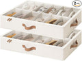 StorageWorks Underbed Shoe Storage Organizer for Closet, 2-Pack Under Bed Shoe Organizer with Bottom Support and Adjustable Dividers, Fits up to 24 Pairs, Beige