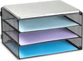 DALTACK 3 Tier Letter Tray Paper Organizer for Desk, Mesh Metal Desk File Organizer with Sliding Trays for Letter/A4 Paper, Mail, Bills & Folders, Black