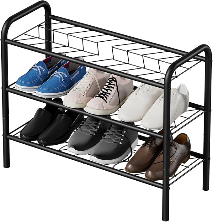 Shoe Rack,Long Shoe Organizer for Closet,Wide Shoe Storage for Entryway, 3 Tier Sturdy Metal Free Standing Shoe Shelf