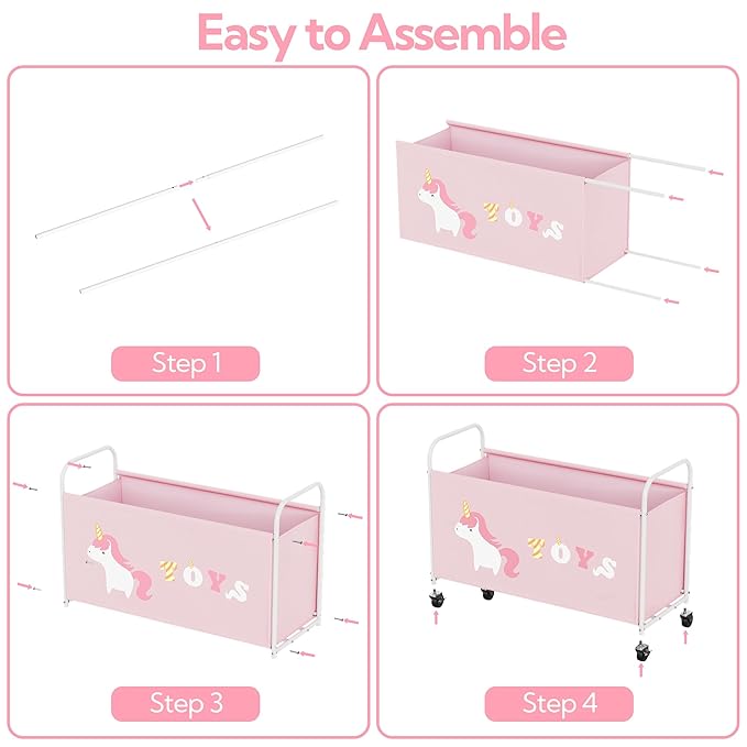 GRANNY SAYS Toy Box for Boys Girls, Extra Large Toy Chest Storage with Wheels, Metal Kids Toy Storage Organizer for Living Room Storage, 135L Toy Bins for Kids Organizer Stuffed Animals, Pink