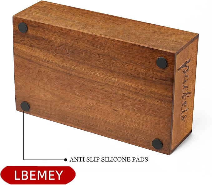 LBEMEY Packet Organizer, Acacia Wood Packet Storage Organizer with 3 Compartments,Farmhouse Kitchen Organization for Spice, Gravy, Taco, and Dressings Packets for Kitchen, Brown Labeled Packets